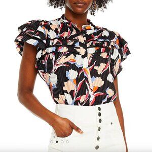 Joie Floral Blouse Cotton Silk Blend XS